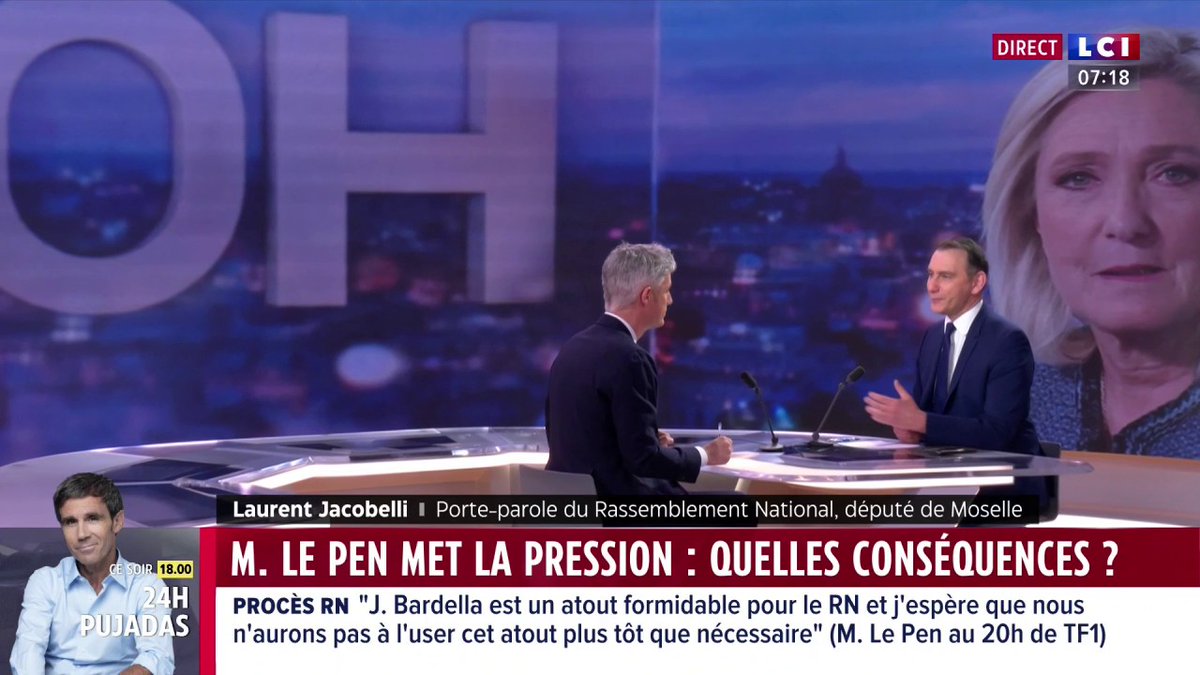 🗣️ "Ce qui se passe aujourd'hui dans notre pays est extrêmement grave, des juges prennent le pouvoir. Je demande l'application du droit" : Laurent Jacobelli suite au jugement de Marine Le Pen dénonce une "décision politique".
