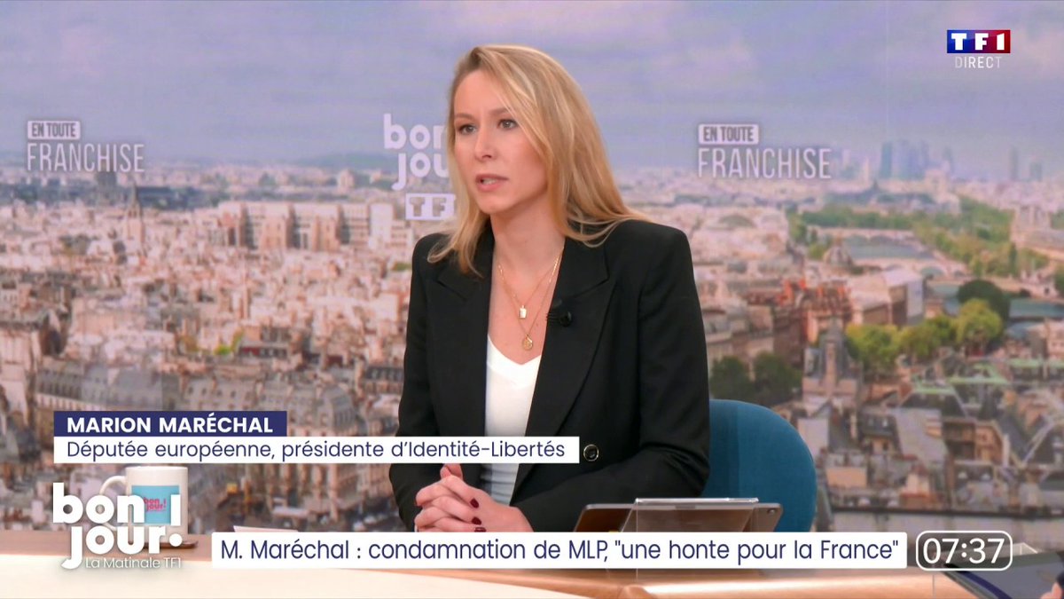 Condamnation de Marine Le Pen : "Cette décision s'inscrit dans une lente trajectoire extrêmement inquiétante où on voit une élite et des juges de gauche s'autoriser une attitude de plus en plus scandaleuse", Marion Maréchal dans #BonjourLaMatinaleTF1