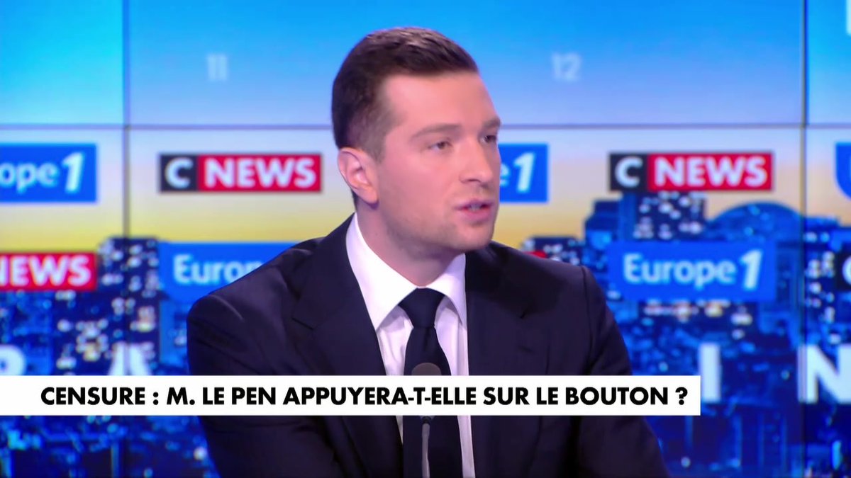"Si le pouvoir d'achat n'est pas traité, si la proportionnelle n'est pas instaurée, si l'immigration et l'islamisme ne sont pas combattus sur le plan politique, alors nous appuierons sur le bouton de la censure" déclare Jordan Bardella #LaGrandeITW #Europe1