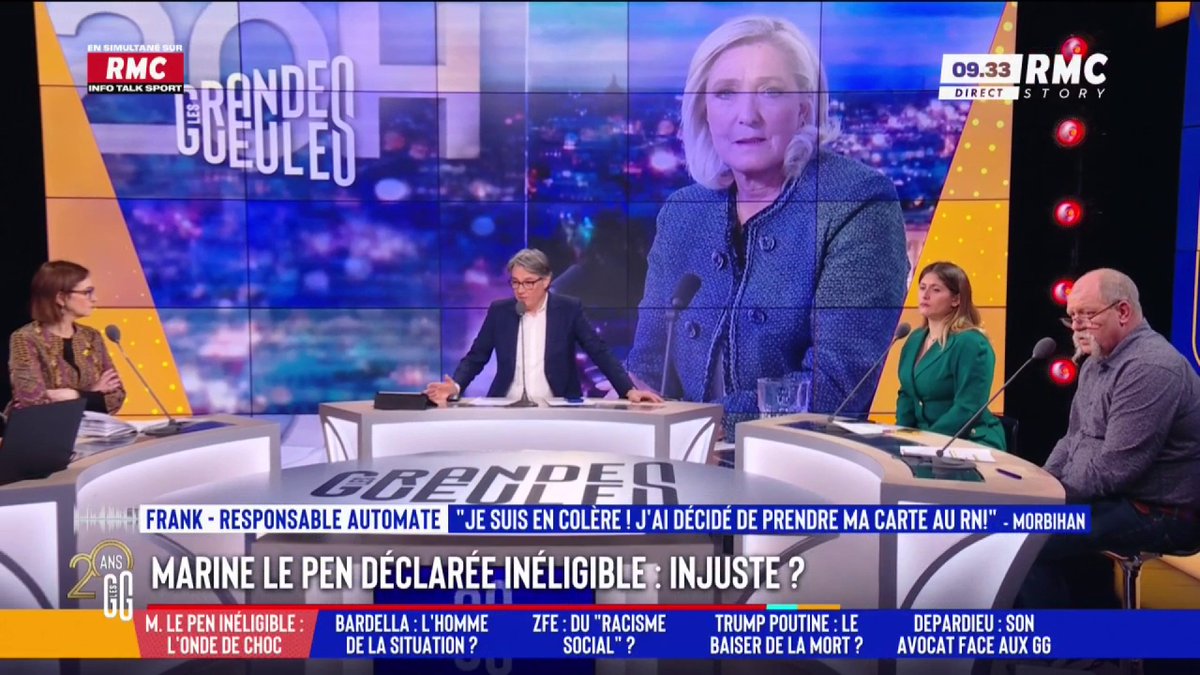 🧑‍⚖️ Marine Le Pen inéligible : "C'est lamentable" 📞 La colère de Frank, au 3216 : "Dès que je vais raccrocher avec vous, je vais sur le site du RN pour prendre ma carte. Ils peuvent mettre n'importe qui, je voterai pour lui." #GGRMC