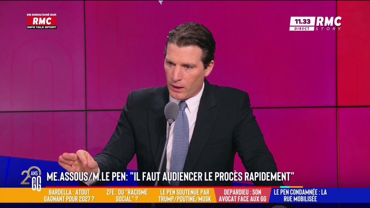 🧑⚖️ Procès de Marine Le Pen : "La magistrate est excellente, il ne faut pas lui faire de procès d'intention. Les juges ne sont pas politisés dans cette affaire", assure l'avocat de Gérard Depardieu, Jérémie Assous #GGRMC