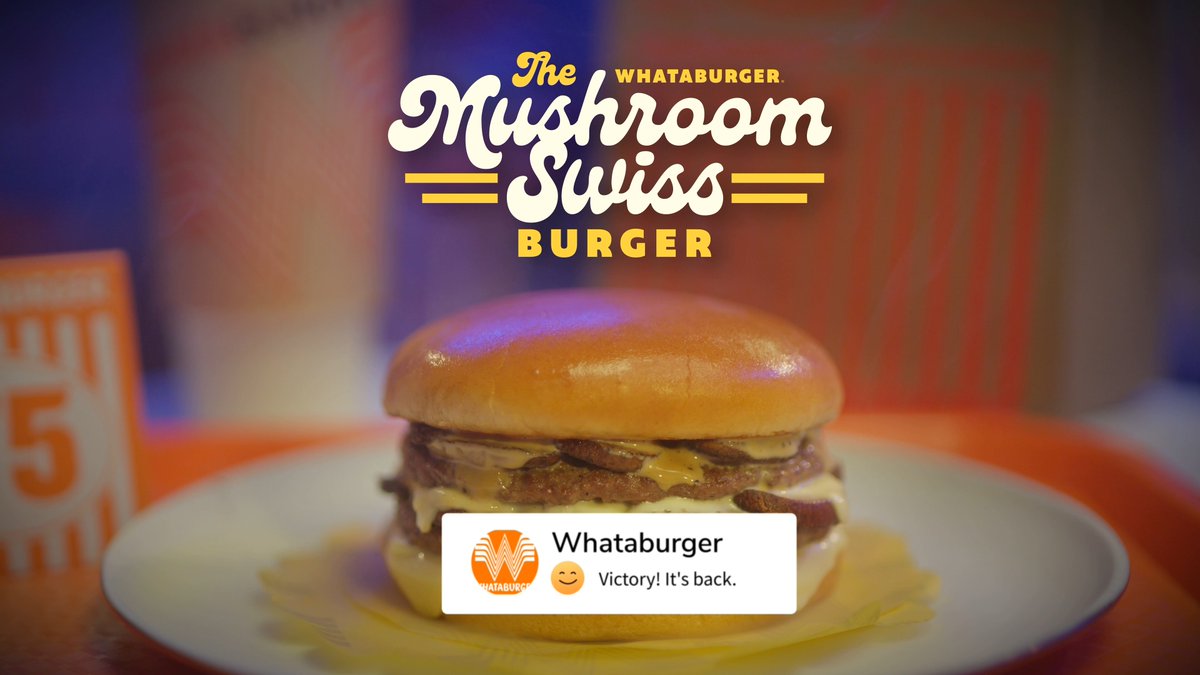 It's no joke! 🍄‍🟫🧀💯 You asked, we answered — a true classic from the Whatavault is returning... Welcome back the Mushroom Swiss Burger, for a limited time.
