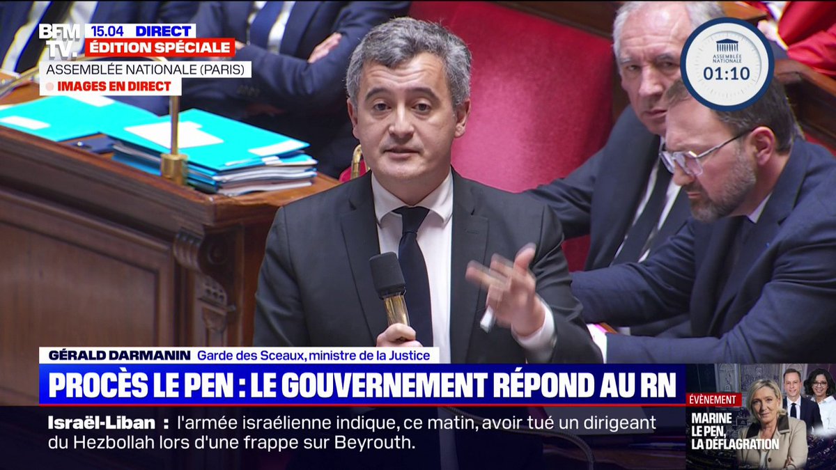 Appel de Marine Le Pen: Gérald Darmanin souhaite "qu'il puisse être organisé dans un délai le plus raisonnable possible"