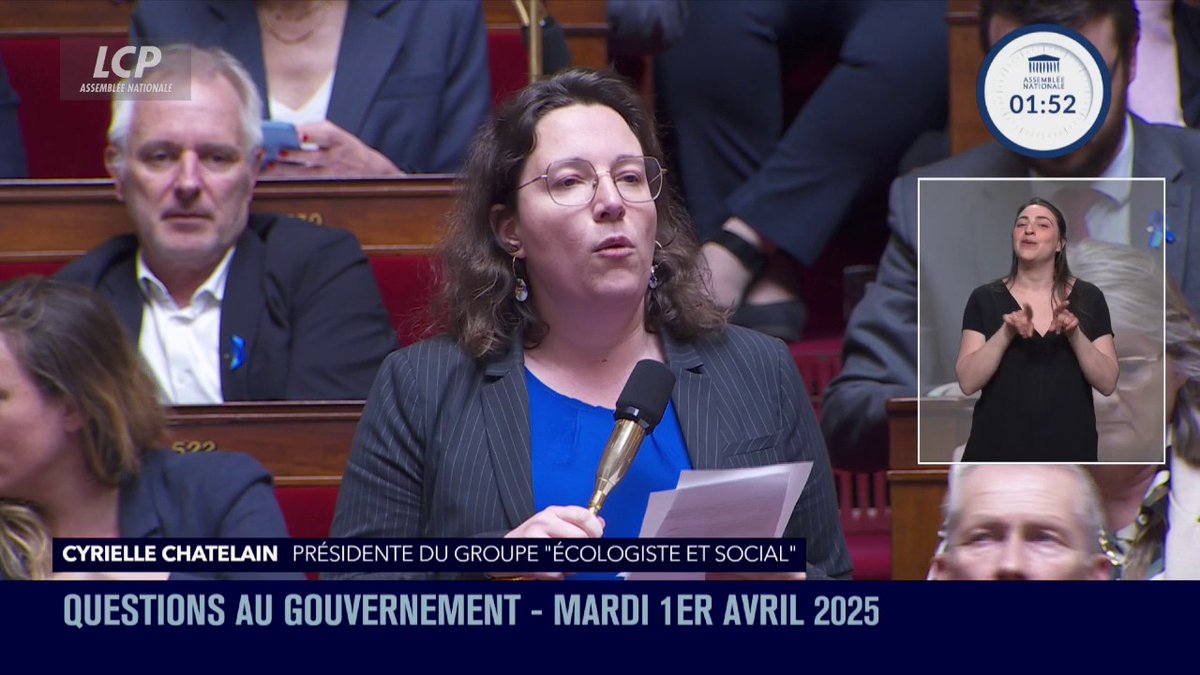 Condamnation de Marine Le Pen : "La loi doit être la même pour tous. Le clan Le Pen a volé, le clan Le Pen a été condamné", clame Cyrielle Chatelain qui appuie le fait que "4,1 millions d'euros ont été détournés" et demande à François @Bayrou de soutenir les juges. #DirectAN #QAG