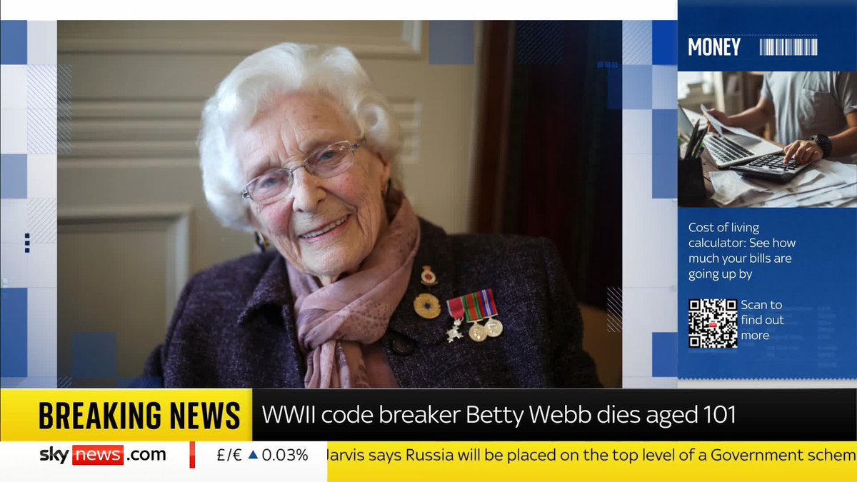 BREAKING: One of the last surviving World War Two code breakers, Betty Webb, has died at the age of 101. 📺 Sky 501, Virgin 602, Freeview 233 and YouTube