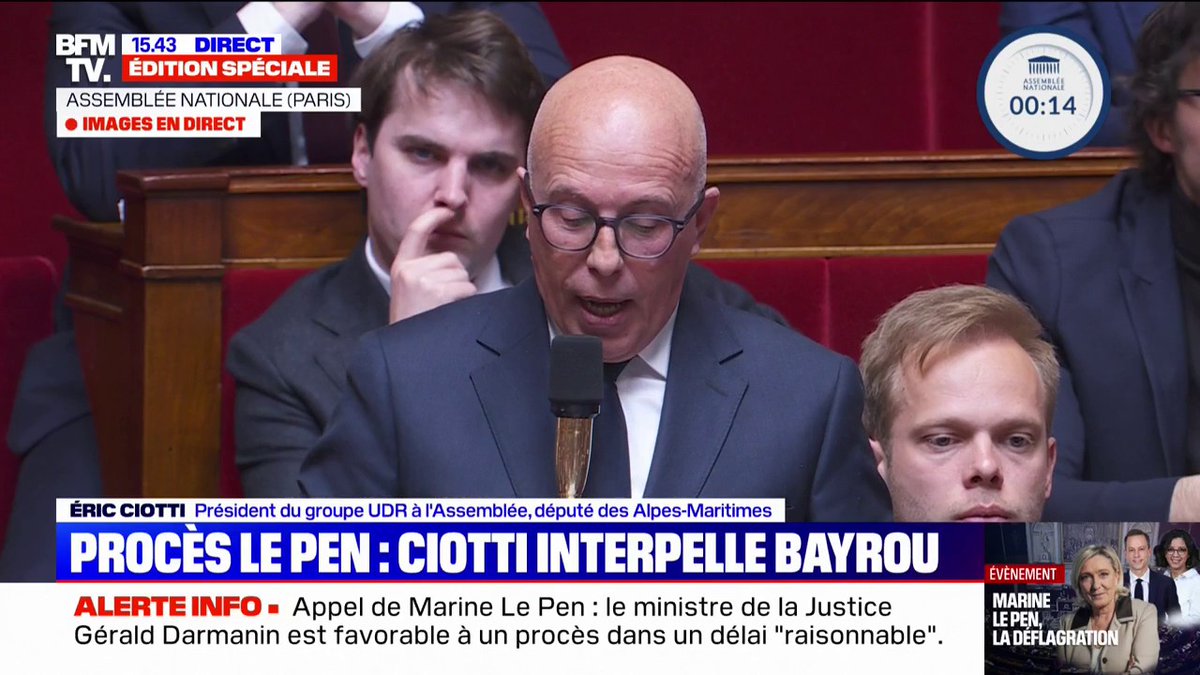 🚨🇫🇷 FLASH | Éric Ciotti annonce le dépôt d’une proposition de loi pour SUPPRIMER l’exécution provisoire d’une peine d’inéligibilité, qui sera examinée le 26 juin.