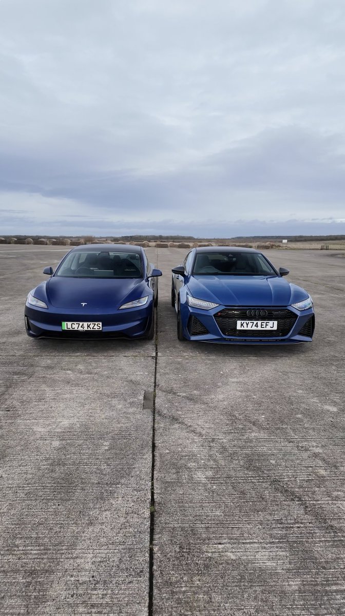 Audi RS7 vs NEW Tesla Model 3 Performance brake test! How can the Tesla be that bad?! 🤣