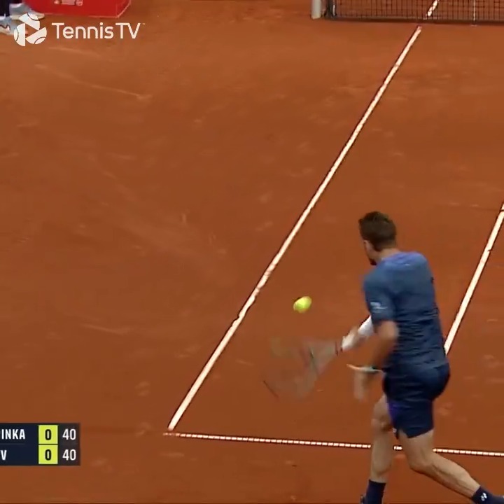 First game of Stanislas Wawrinka's first match as a 40-year-old...