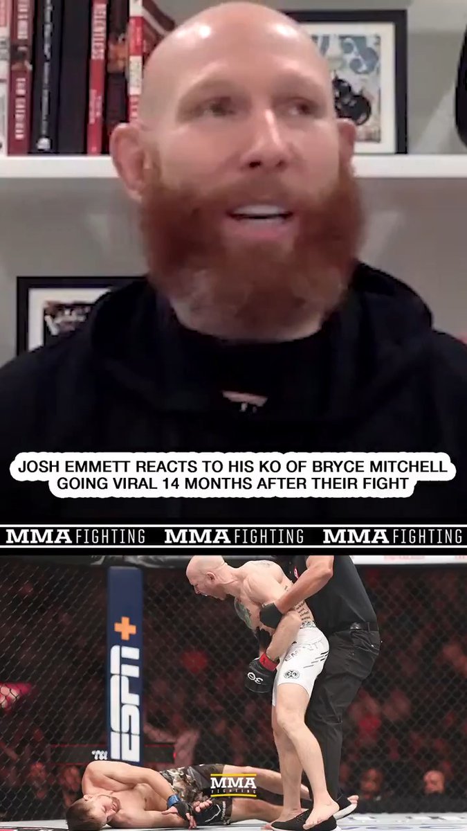 .JOSH EMMETT reacts to Bryce Mitchell knockout going viral again: "[Six years ago] I said I would love to fight Hitler and knock his ass out and then somehow the internet found that and put all this stuff together. It was just wild." (🎥 Damon Martin)