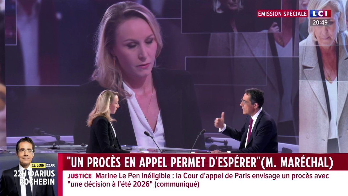 🗣️ "Dans cette affaire" des assistants du FN au Parlement européen, "il n'y a pas de corruption, il n'y a pas d'enrichissement personnel, il n'y a pas d'emplois fictifs" selon Marion Maréchal ▶️ Darius Rochebin