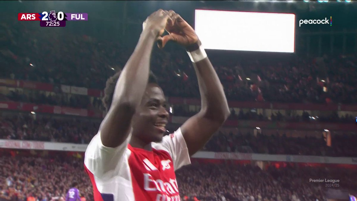 BUKAYO SAKA SCORES ON HIS RETURN FROM INJURY. WHAT A MOMENT. 🫶 📺 Peacock | #ARSFUL