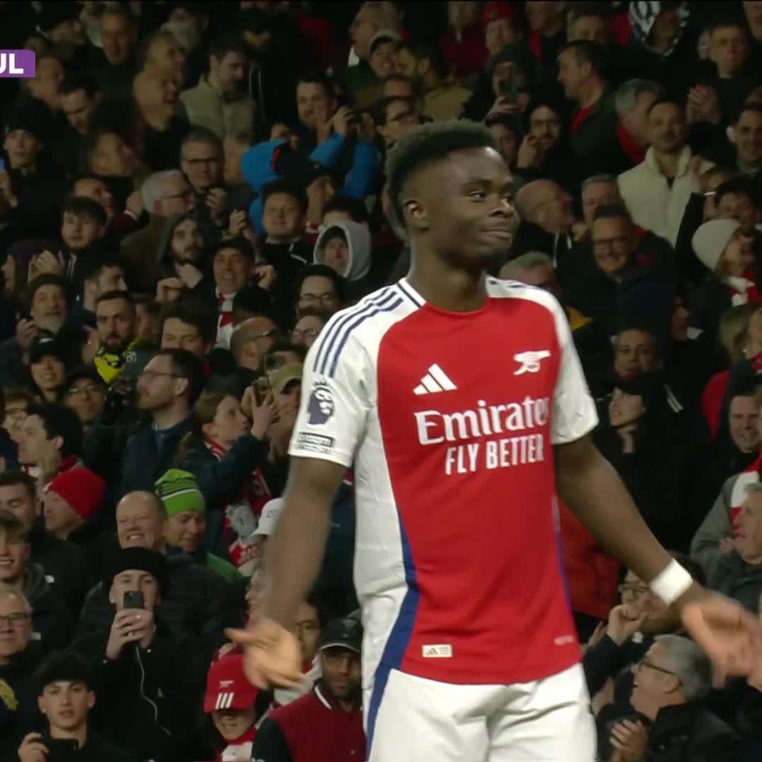 The Starboy has the perfect return 😏🌟 The Emirates roars for Bukayo Saka's first goal of the year 🥹❤️ 📺 Stream #ARSFUL on DStv: