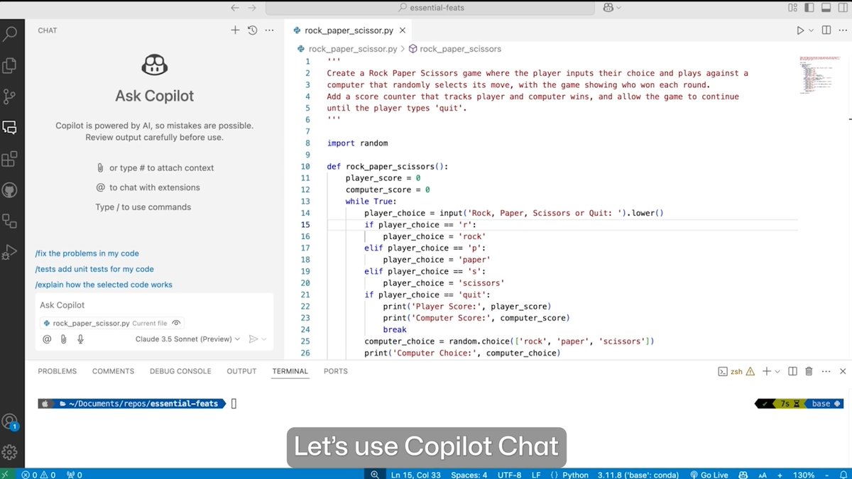 Create a graphical user interface in seconds with GitHub Copilot Chat. ⚡