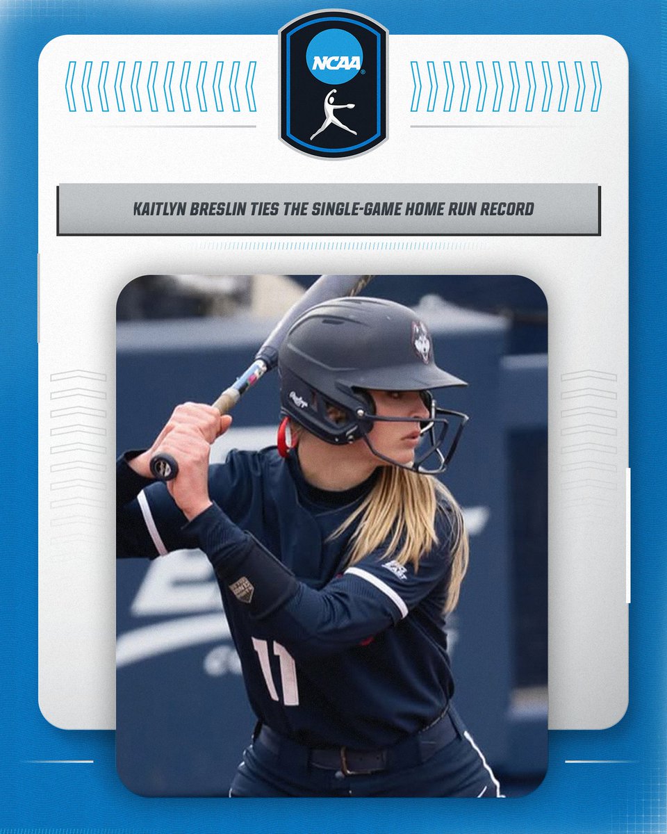 An incredible performance from UConn Softball's Kaitlyn Breslin 🤩 Michella Chester highlights Breslin’s four-home-run game that tied the NCAA single-game record! #NCAASoftball