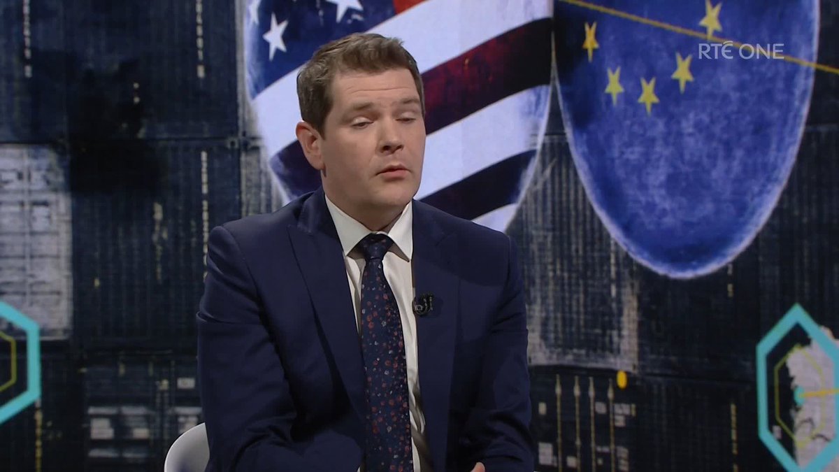"It's 100 years since we've seen tariffs of this scale..." Minister for Enterprise Peter Burke tells @sarahamcinerney in "the worst case scenario", Ireland could see "2-3% of a reduction in jobs being created" but doesn't expect "significant job losses." RTÉ News | #rtept