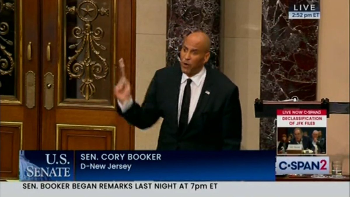 Senator Cory Booker continues to hold the floor after 23 hours.