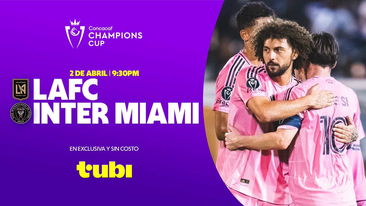 🏆 Messi y Inter Miami van por su primera semifinal en Concacaf. Este miércoles a las 9:30PM, Inter Miami y LAFC escenificarán una batalla épica en los Cuartos de Final de la Copa de Campeones Concacaf. Disfruta del partido en exclusiva en Tubi.