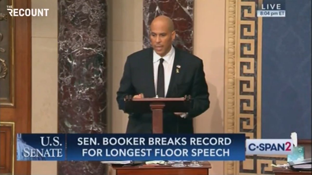 "I don't know how to solve this. I don't know how to stop us from going down this road. ... But I know who does have the power: the people of the United States of America. ... Let's get in good trouble." — Watch the end of Sen. Cory Booker's record-breaking Senate floor speech