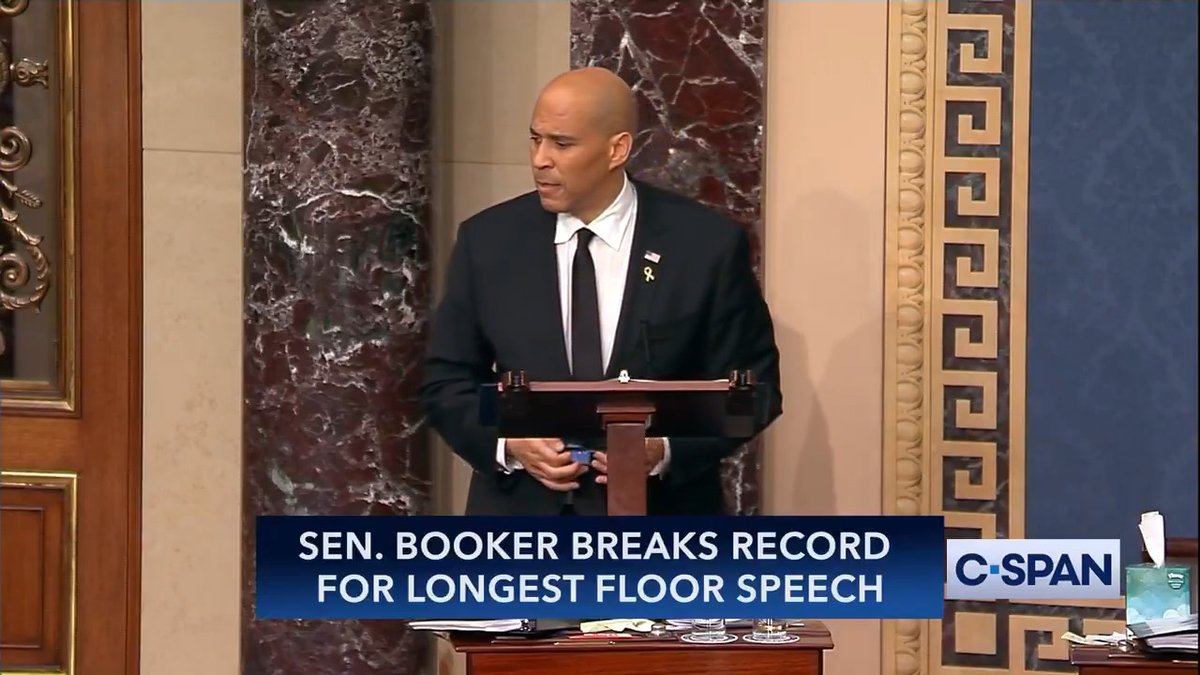 "Let's get in good trouble. My friend, Madame President, I yield the floor." Sen. Cory Booker concludes his 25+ hours of remarks on the floor of the U.S. Senate.