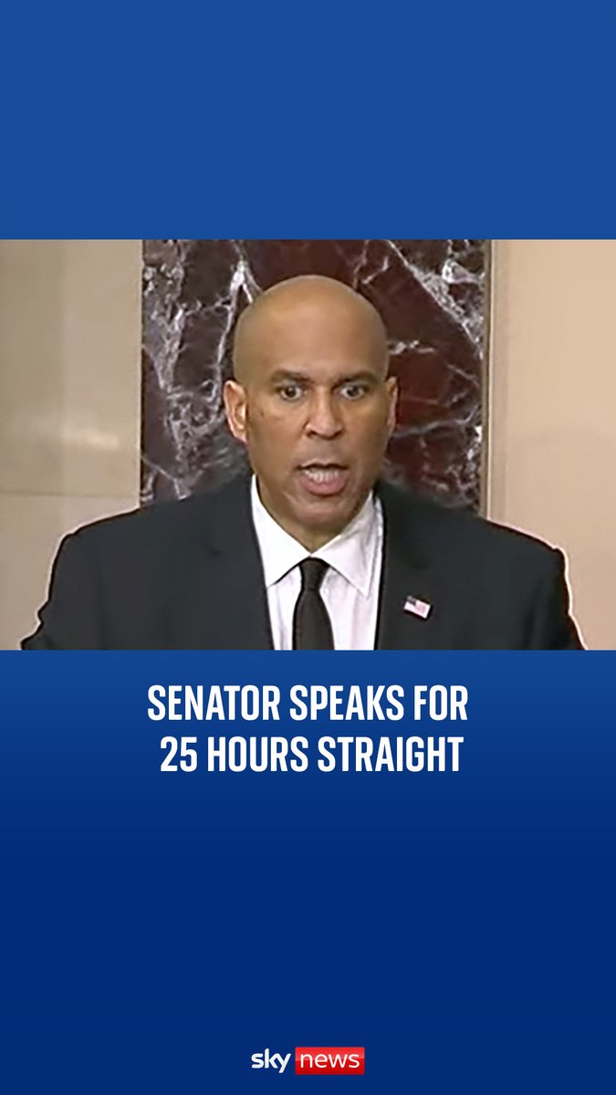 Senator Cory Booker speaks for over 25 hours in a record-setting address criticising Trump administration.