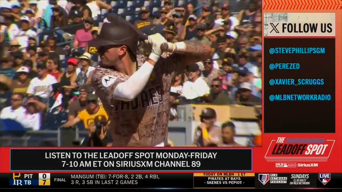 "I love this investment for the Friars..." Xavier Scruggs and Steve Phillips talk through Jackson Merrill's reported nine-year extension with the Padres! 📺 "The Leadoff Spot" on MLB Network