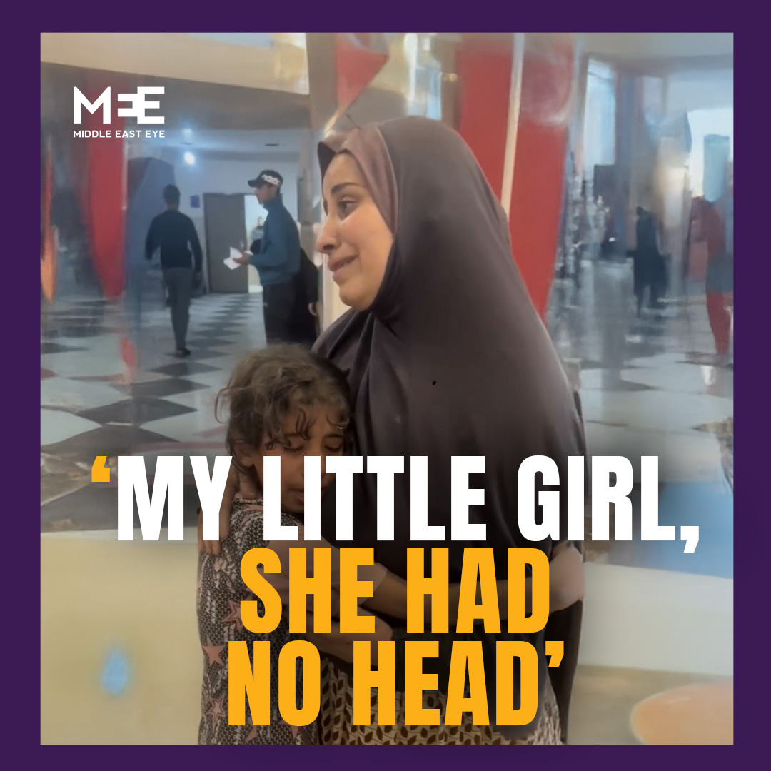 “It had only been two weeks since I gave birth. My little girl, she had no head.” A Palestinian mother says her two-week-old baby daughter’s body was recovered without her head following a deadly Israeli attack on an Unrwa clinic in Jabalia, northern Gaza.