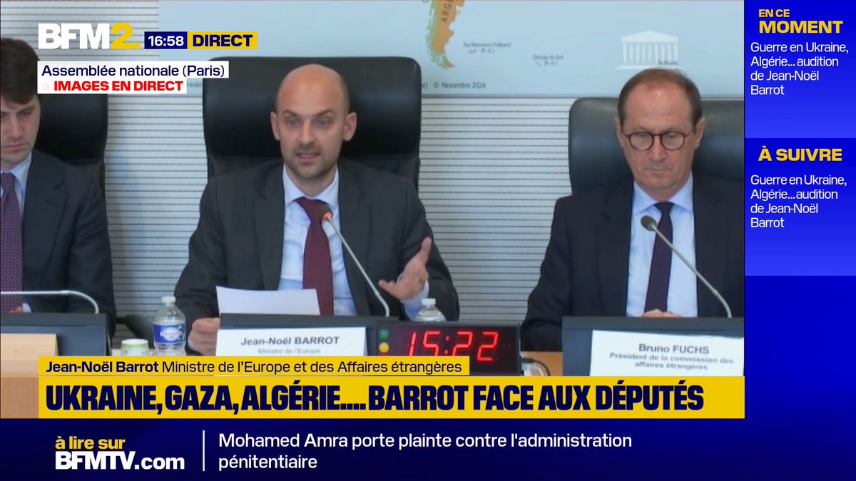 Nucléaire iranien: "en cas d'échec [des négociations], une confrontation militaire apparaîtrait comme presque inévitable", estime le ministre des Affaires étrangères Jean-Noël Barrot.