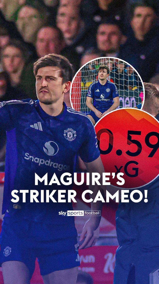 Harry Maguire's cameo up front for Man United against Forest clocked an xG of 0.59, just 0.01 off Rasmus Hojlund's expected goals in his last nine games 📊