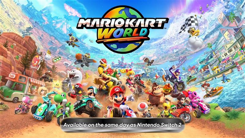 A brand new entry to the Mario Kart series! Mario Kart world releasing exclusively on Switch 2 on June 5th. // Une toute nouvelle entrée dans la série Mario Kart ! Mario Kart World sortira en exclusivité sur Switch 2 le 5 juin.