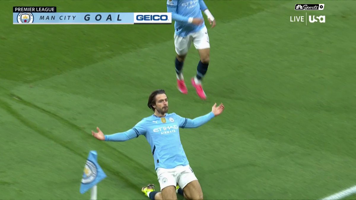 Jack Grealish bags his first Premier League goal in more than 15 MONTHS for Man City. 💥 📺 USA Network | #MCILEI