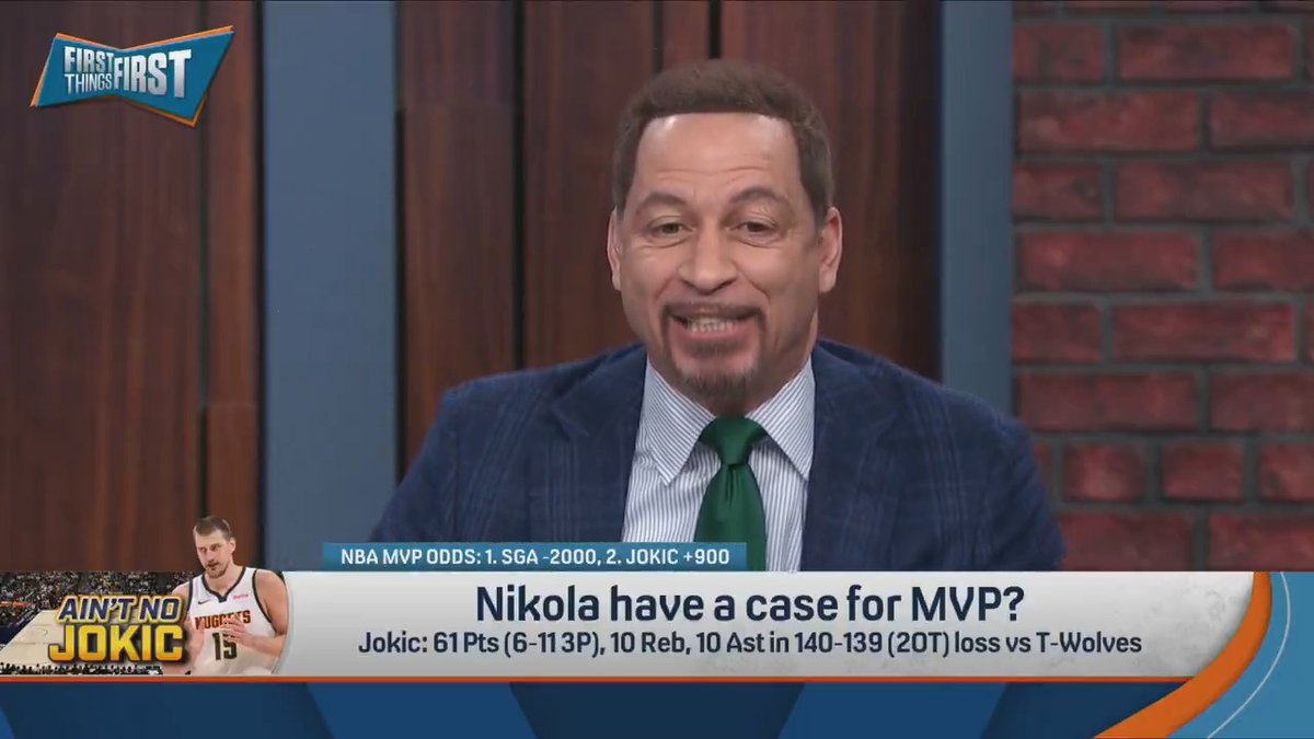 Nikola Jokic has a case for MVP, but Chris Broussard says SGA has a better one: “Shai is leading one of the youngest teams in the league to 63 wins… They’re the youngest team in history to win 60 games.“
