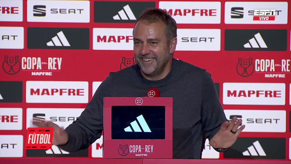 "LO ACABO DE DECIR... NO QUIERO HABLAR DE LA FINAL." Divertido momento de Hansi Flick luego de eliminar al Atlético de Madrid en la semi de la Copa del Rey. 📺 #ESPNEquipoF | #DisneyPlus