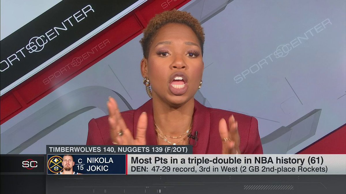 .McNutt Monica says Jokic's 61-point triple-double was more impressive than Steph's 50-piece last night 👀🔥 Do you agree? 🤔
