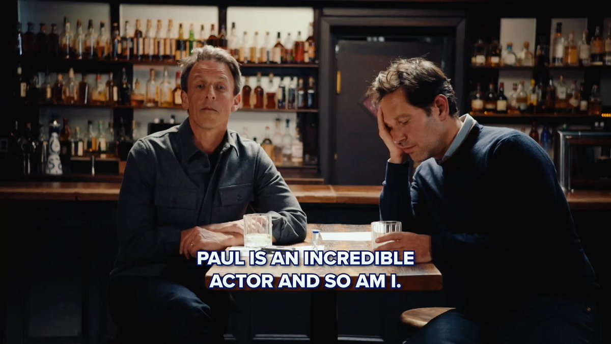 Paul Rudd and Seth Meyers recreate Liam Neeson’s #Taken monologue, except drunk. #DayDrinking