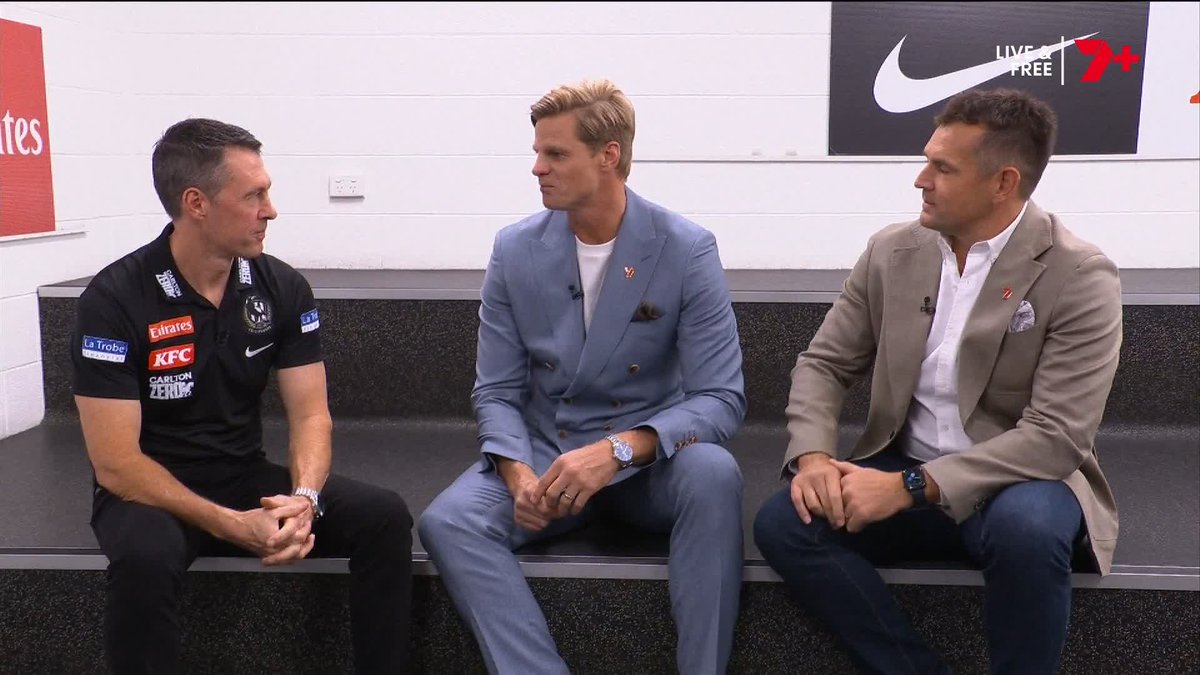 "Just checking in to make sure he's okay ... Just genuine care for a former teammate." Craig McRae on reaching out to Michael Voss this week 👇 #AFLPiesBlues