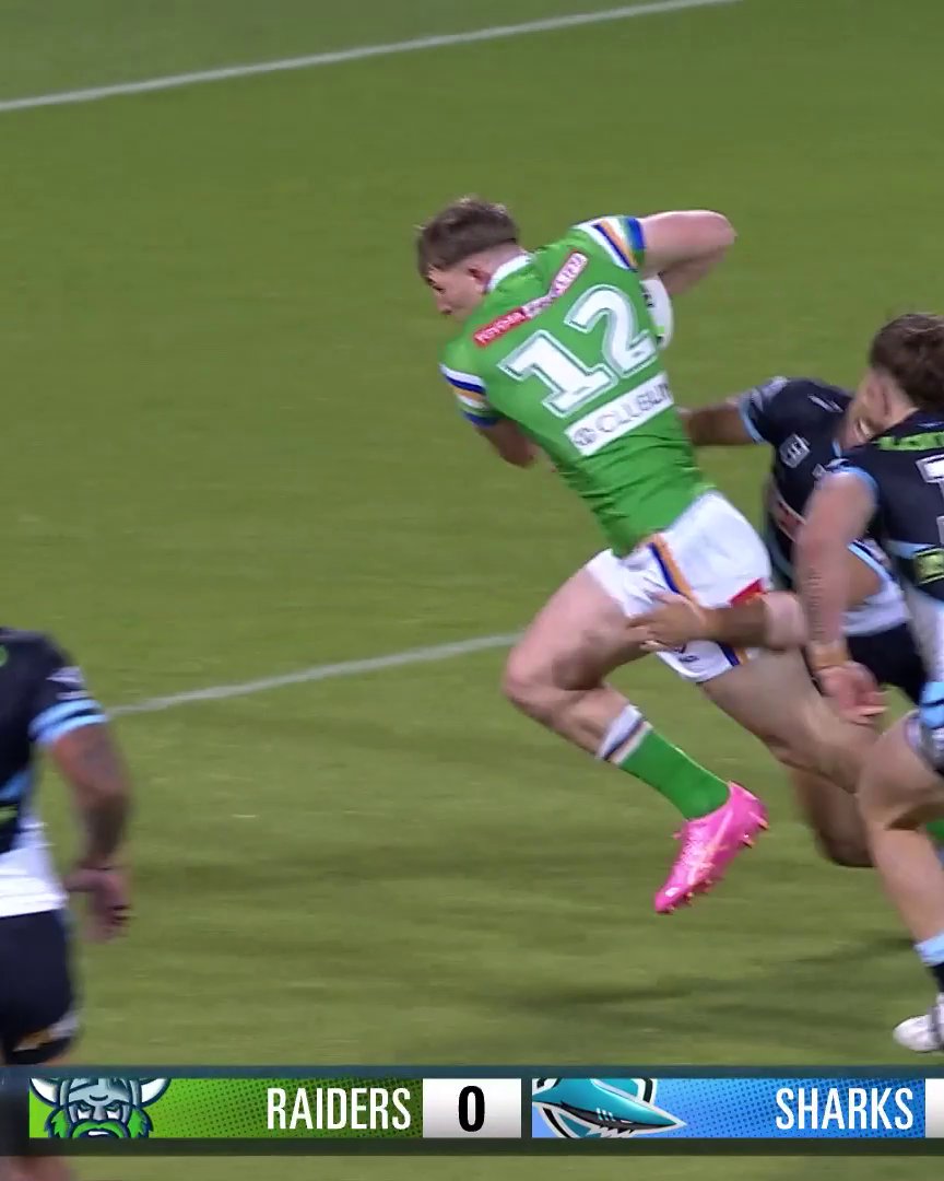 Matty Nicholson won't be stopped! 😤 #NRLRaidersSharks