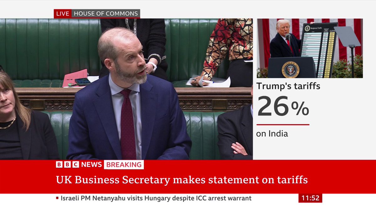 "I am today launching a request for input on the implications for British businesses of possible retaliatory action" to US tariffs, Business Secretary Jonathan Reynolds says "I know this will be an anxious time fo all businesses, he adds Follow live:
