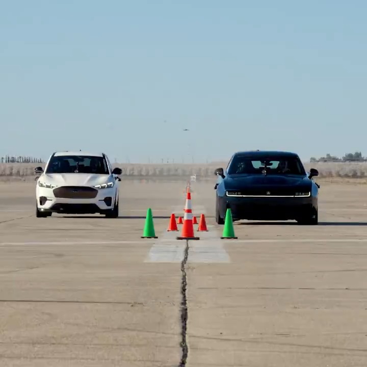 Two all-American electric cars in the ultimate test of handling and performance: Edmunds U-Drags: Dodge Charger Daytona EV vs. Ford Mustang Mach-E GT