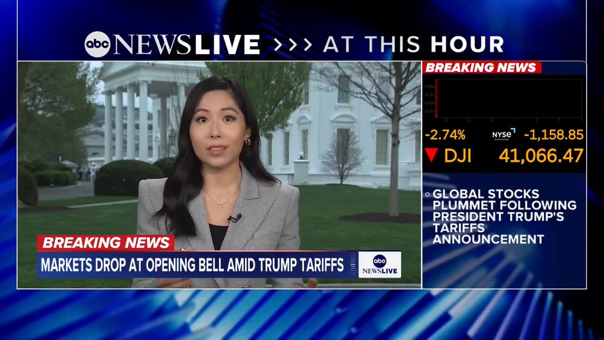 Bad morning turning worse for markets. The Dow & S&P is down nearly 4% S&P is down nearly 4 percent, and the NASDAQ is down nearly 5% Nike down almost 13%, Apple down almost 9%. Both companies have extensive production in Asia and will be hit badly by the tariffs. ABC News
