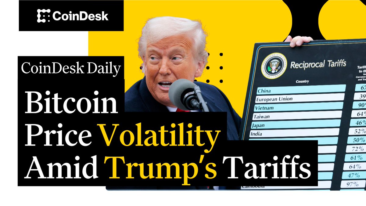 🗞️ Bitcoin price volatility amid Trump’s tariffs 🗞️ U.S. recession odds surge on prediction markets 🗞️ House panel advances stablecoin legislation Details with Christine Lee on "CoinDesk Daily" 🔗 👇