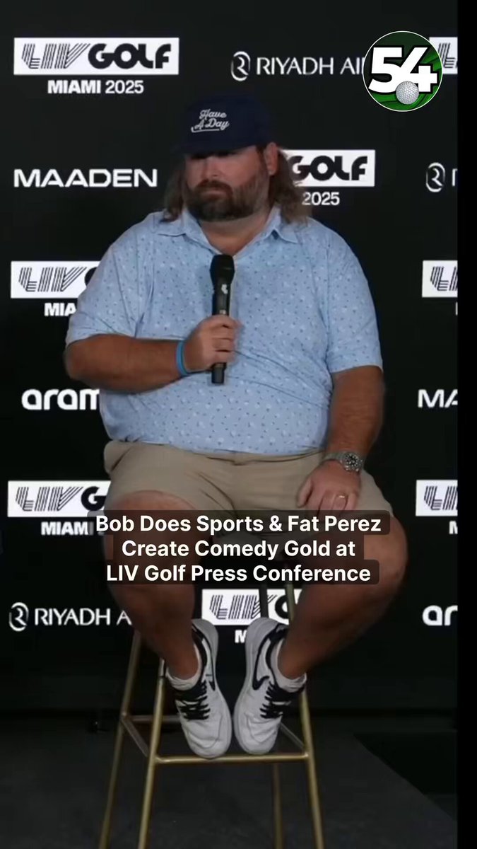 🚨NEW: Fat Perez &amp; Bob Does Sports unleash comedic fury along with Andrew Santino at LIV Golf press conference “Mr Fat…” 😭😭😭😭 if you watch one video today, make it this the one. you won’t regret it ⬇️
