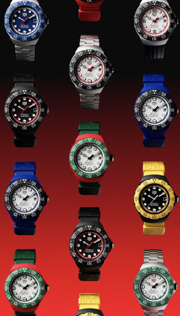 Meet the new generation of the TAG Heuer Formula 1 collection: nine bold 38mm variations that combine speed, style, and a legacy built to last. Paying homage to the original 1986 model, the new collection preserves iconic elements, while accelerating forward with updated proportions and a cutting-edge Solargraph movement. #TAGHeuer #TAGHeuerFormula1 #WatchesAndWonders
