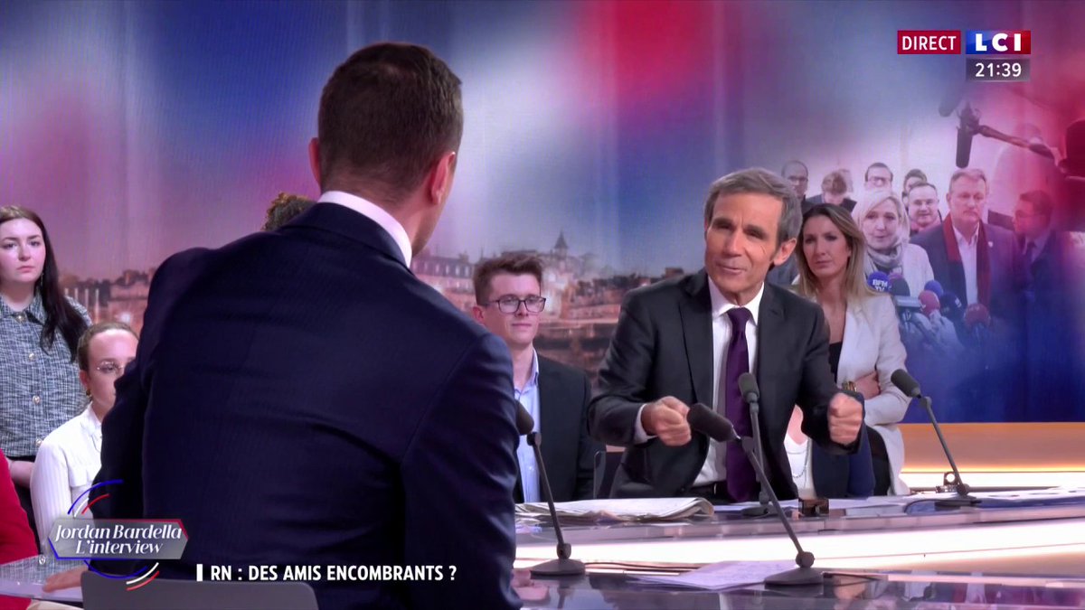 🗣️ "Ceux qui, dans notre pays, par vision rétrograde de la société, cherchent à exprimer des propos sexistes, homophobes, racistes, je les combattrai toujours avec la plus grande fermeté" promet Jordan Bardella ▶️ David Pujadas