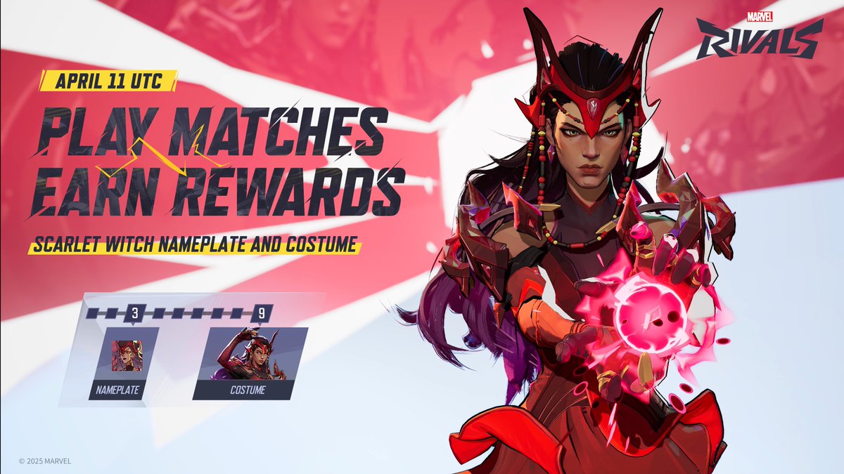 🌀 Play matches to earn the Scarlet Witch’s Chaos Gown costume and nameplate for free on April 11! 🌀 In addition to her new costume, Scarlet Witch also brings her new Team-Up ability, "Arcane Order", in Season 2. She teams up with Doctor Strange, fusing his arcane mastery with her own Chaos Energy for mind-bending results! #MarvelRivals #ScarletWitch #HellfireGala