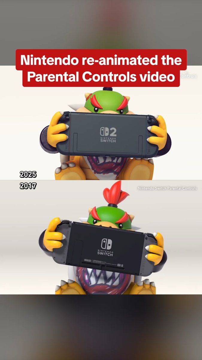 Bowser updated his Princess Peach phone wallpaper and Bowser Jr. has a Switch 2 in the new Parental Controls video!