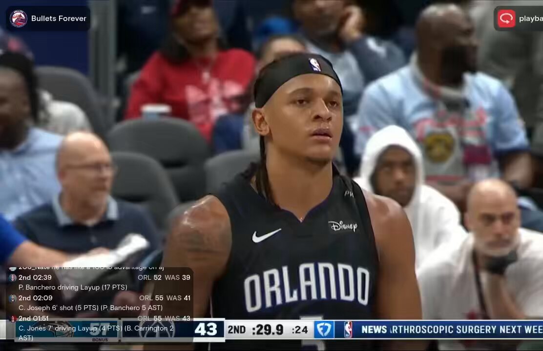 One loud Wizards fan leads a “Free throw merchant!” chant as Paolo Banchero steps to the line: