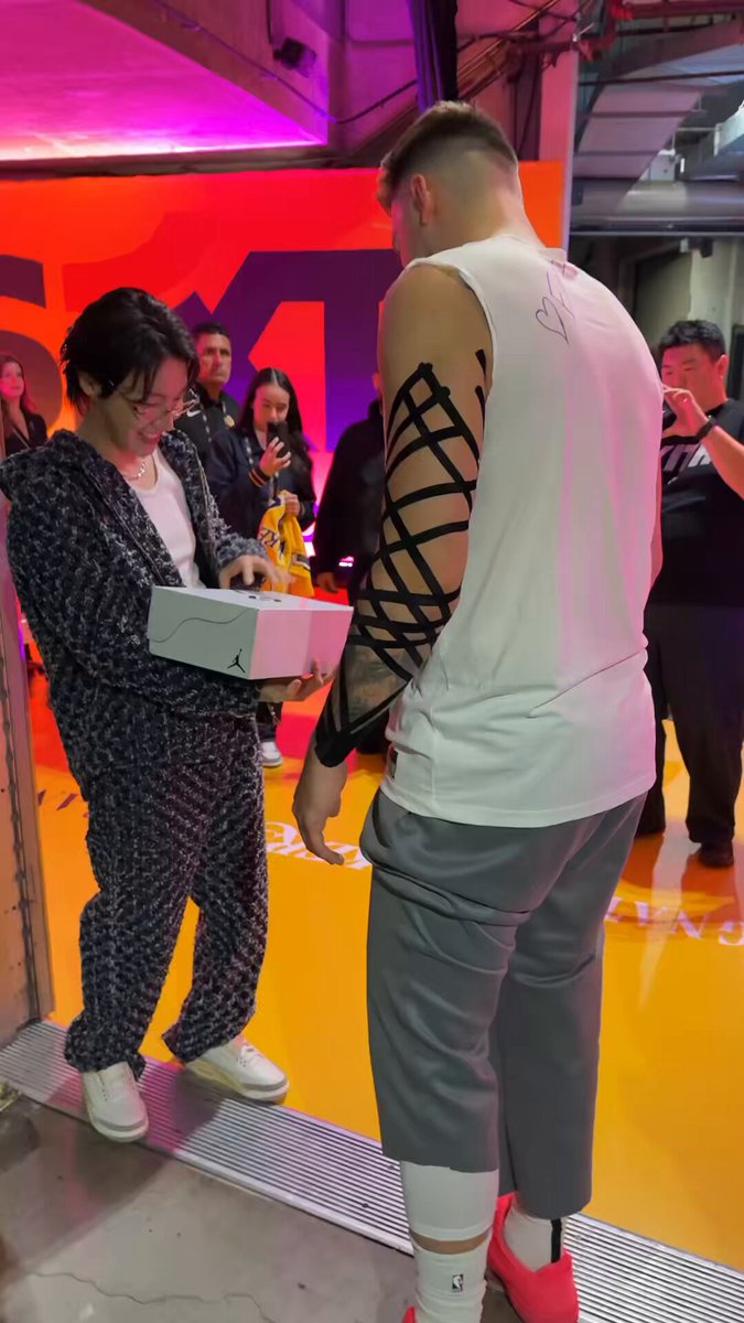 LUKA with a gift for J-HOPE! #NBACelebRow