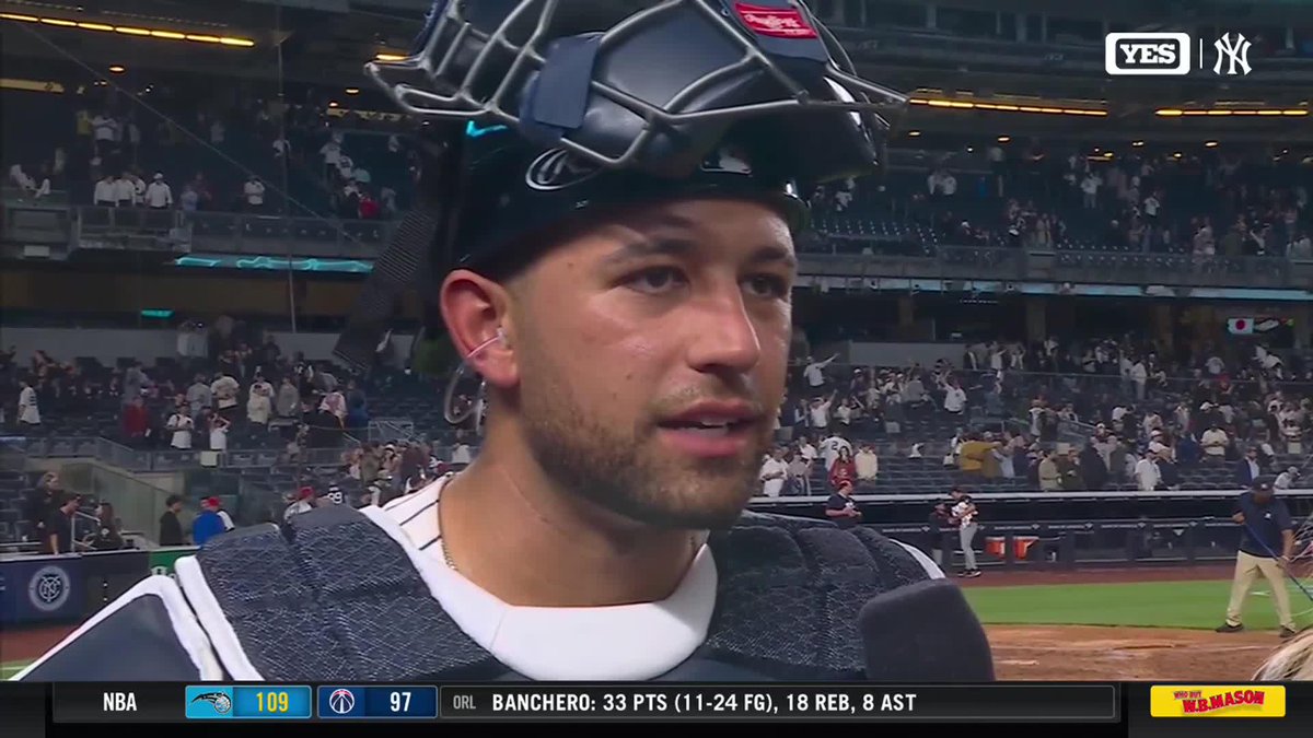 "There's no team I'd rather play for than the Yankees." - JC Escarra to Meredith Marakovits on collecting his first MLB hit in his first start