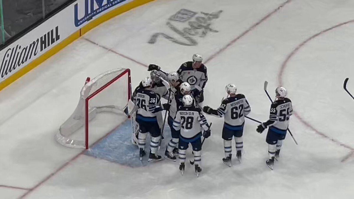 Eric Comrie is beloved by his teammates. You could see it the way they were laying out for blocks in the final moments up 3 goals, trying to secure his shutout. You could also see it in their celebration after. I love Hellebuyck at the end.