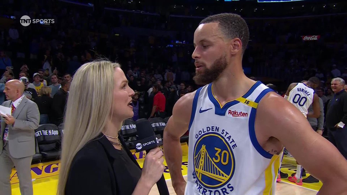 A game with a Playoff feel, Steph tells Allie LaForce his Golden State Warriors are raising their intensity 📈